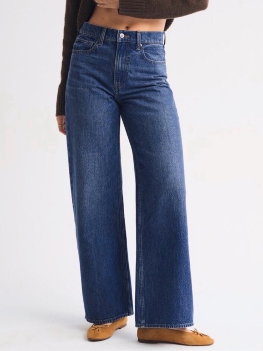 Abercrombie And Fitch Curve Love The Wide Leg High Rise in Blue - Picture 1 of 14